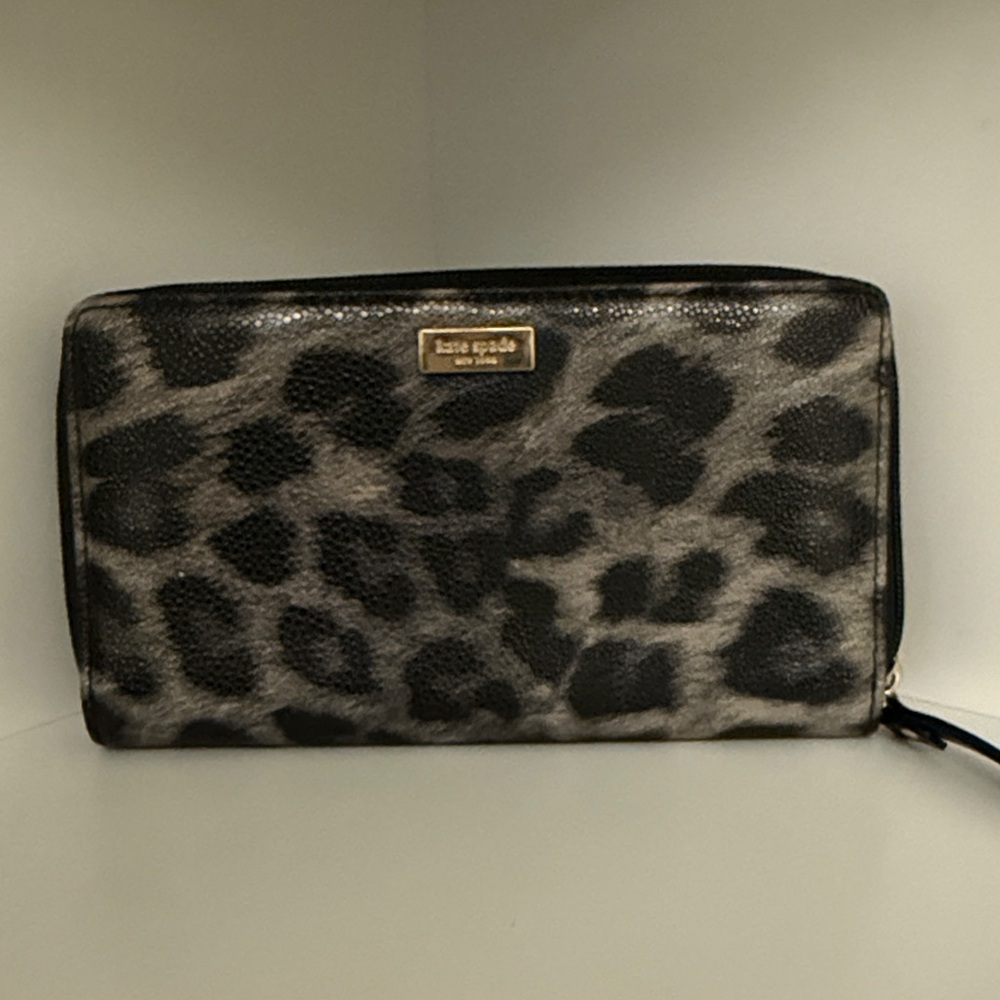 Kate Spade Black and Gray Animal Print Wallet